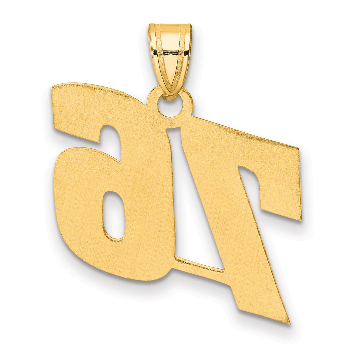 Polished Block Number 76 Charm Pendant in Real 14k Yellow Gold
