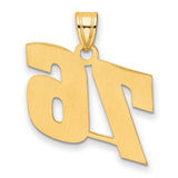 Polished Block Number 76 Charm Pendant in Real 14k Yellow Gold