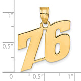Polished Block Number 76 Charm Pendant in Real 14k Yellow Gold