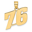 Polished Block Number 76 Charm Pendant in Real 14k Yellow Gold
