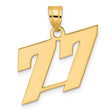 Polished Block Number 77 Charm Pendant in Real 14k Yellow Gold