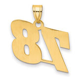 Polished Block Number 78 Charm Pendant in Real 14k Yellow Gold