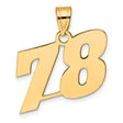 Polished Block Number 78 Charm Pendant in Real 14k Yellow Gold