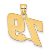 Polished Block Number 79 Charm Pendant in Real 14k Yellow Gold