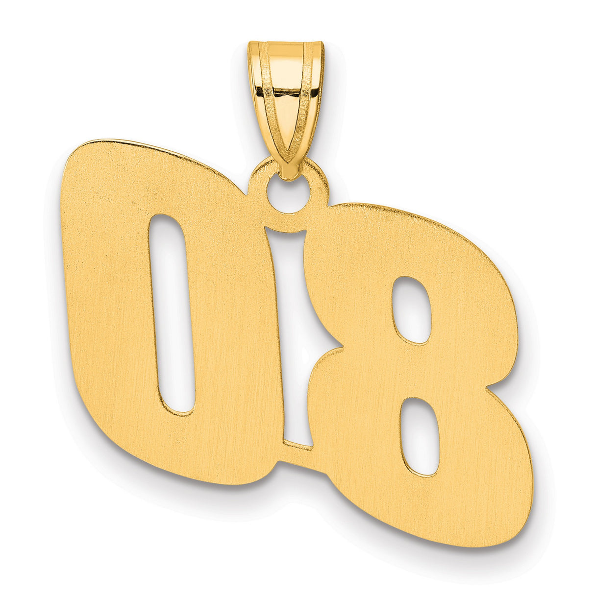 Polished Block Number 80 Charm Pendant in Real 14k Yellow Gold