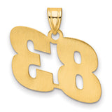 Polished Block Number 83 Charm Pendant in Real 14k Yellow Gold