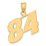Polished Block Number 84 Charm Pendant in Real 14k Yellow Gold