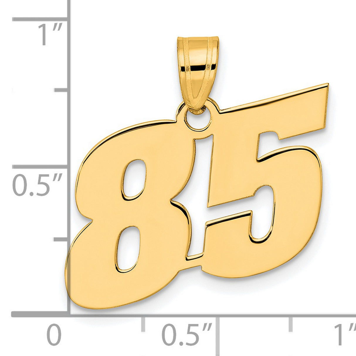 Polished Block Number 85 Charm Pendant in Real 14k Yellow Gold