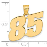 Polished Block Number 85 Charm Pendant in Real 14k Yellow Gold