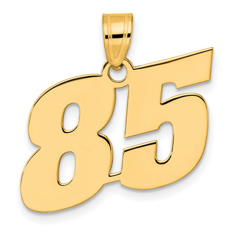 Polished Block Number 85 Charm Pendant in Real 14k Yellow Gold