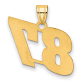 Polished Block Number 87 Charm Pendant in Real 14k Yellow Gold