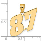 Polished Block Number 87 Charm Pendant in Real 14k Yellow Gold