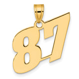Polished Block Number 87 Charm Pendant in Real 14k Yellow Gold