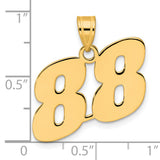 14k Yellow Gold Number 88 Pendant with Cutout Cross, Christian Faith Design