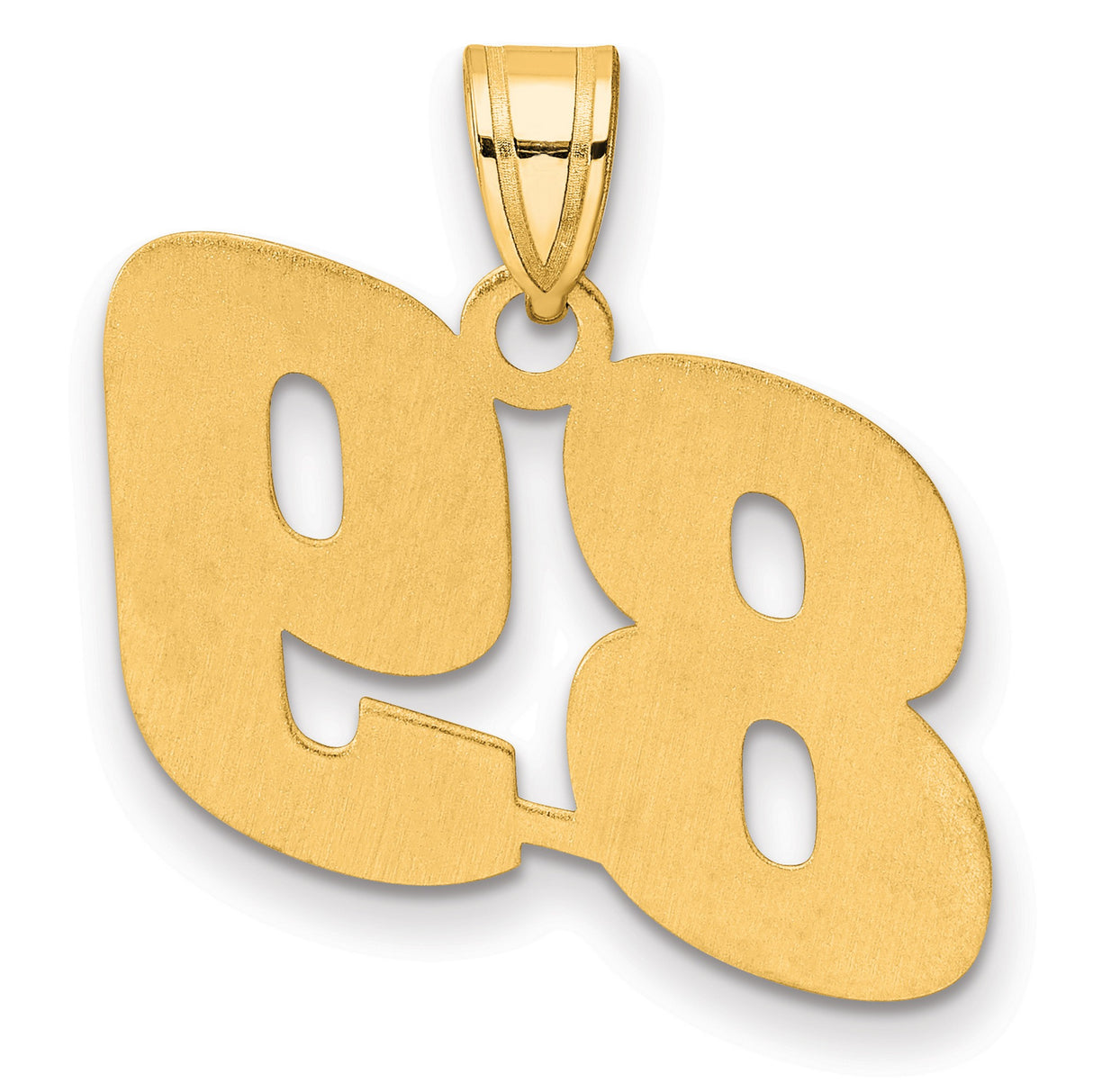 Polished Block Number 89 Charm Pendant in Real 14k Yellow Gold