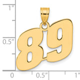 Polished Block Number 89 Charm Pendant in Real 14k Yellow Gold