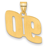 Polished Block Number 90 Charm Pendant in Real 14k Yellow Gold