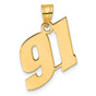 Polished Block Number 91 Charm Pendant in Real 14k Yellow Gold