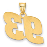 Polished Block Number 93 Charm Pendant in Real 14k Yellow Gold