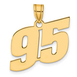 Polished Block Number 95 Charm Pendant in Real 14k Yellow Gold