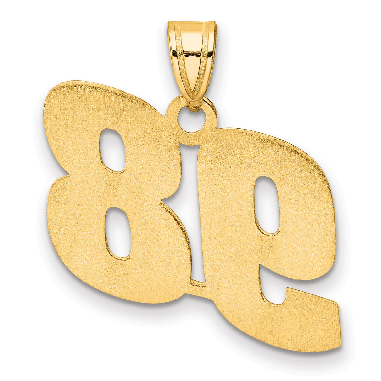 Polished Block Number 98 Charm Pendant in Real 14k Yellow Gold