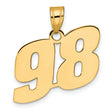 Polished Block Number 98 Charm Pendant in Real 14k Yellow Gold