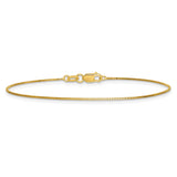 14K Yellow Gold 0.7 mm Box Chain Necklace, Polished detail view