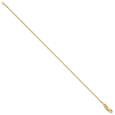 14K Yellow Gold 0.9 mm Box Chain Anklet, Polished