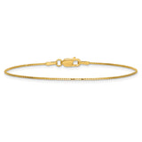 14K Yellow Gold 0.9 mm Box Chain Anklet, Polished alternate angle