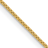 14K Yellow Gold 0.9 mm Box Chain Necklace, Polished detail view
