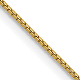 14K Yellow Gold 0.9 mm Box Chain Necklace, Polished detail view