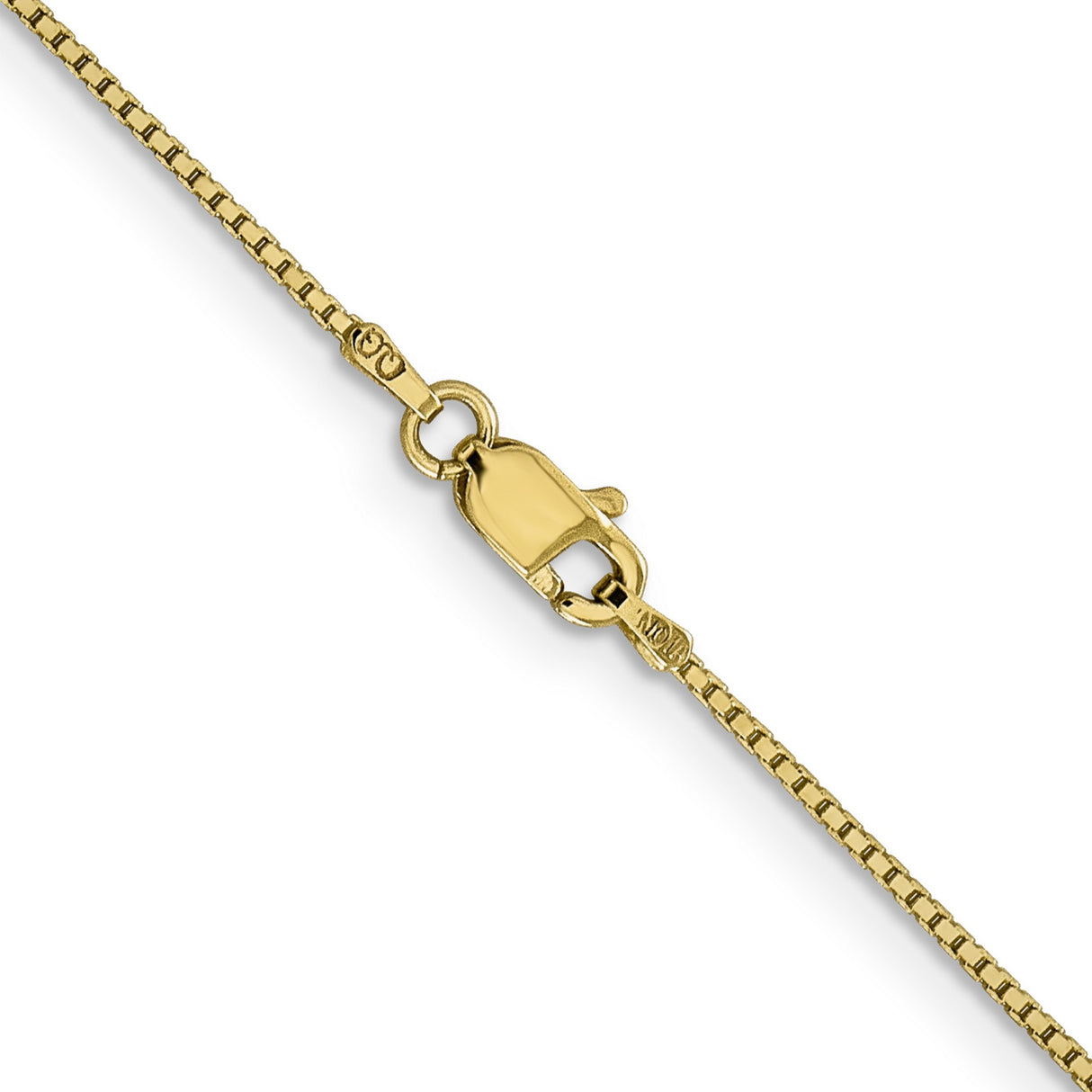 14K Yellow Gold 0.95 mm Box Chain Necklace, Polished alternate angle