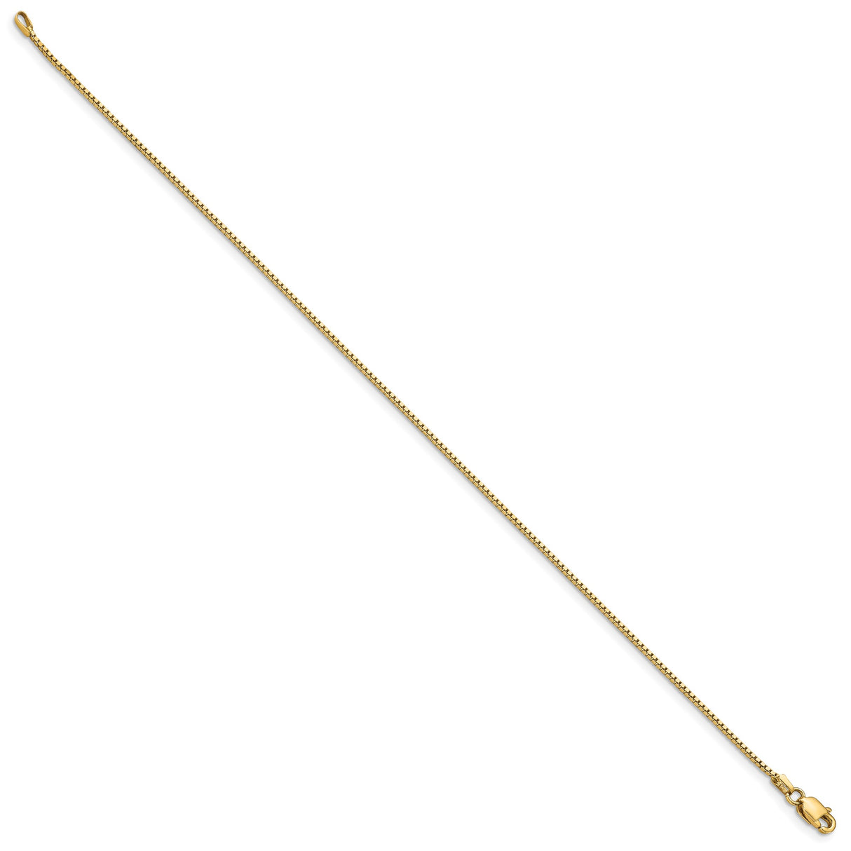 14K Yellow Gold 0.95 mm Box Chain Anklet, Polished