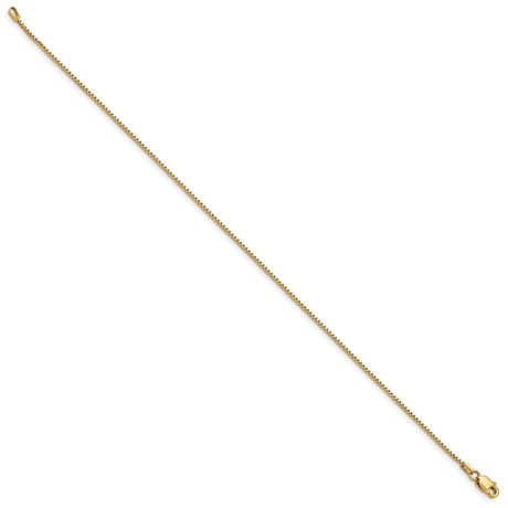 14K Yellow Gold 0.95 mm Box Chain Anklet, Polished