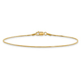 14K Yellow Gold 0.95 mm Box Chain Bracelet, Polished alternate angle