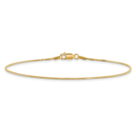 14K Yellow Gold 0.95 mm Box Chain Bracelet, Polished alternate angle