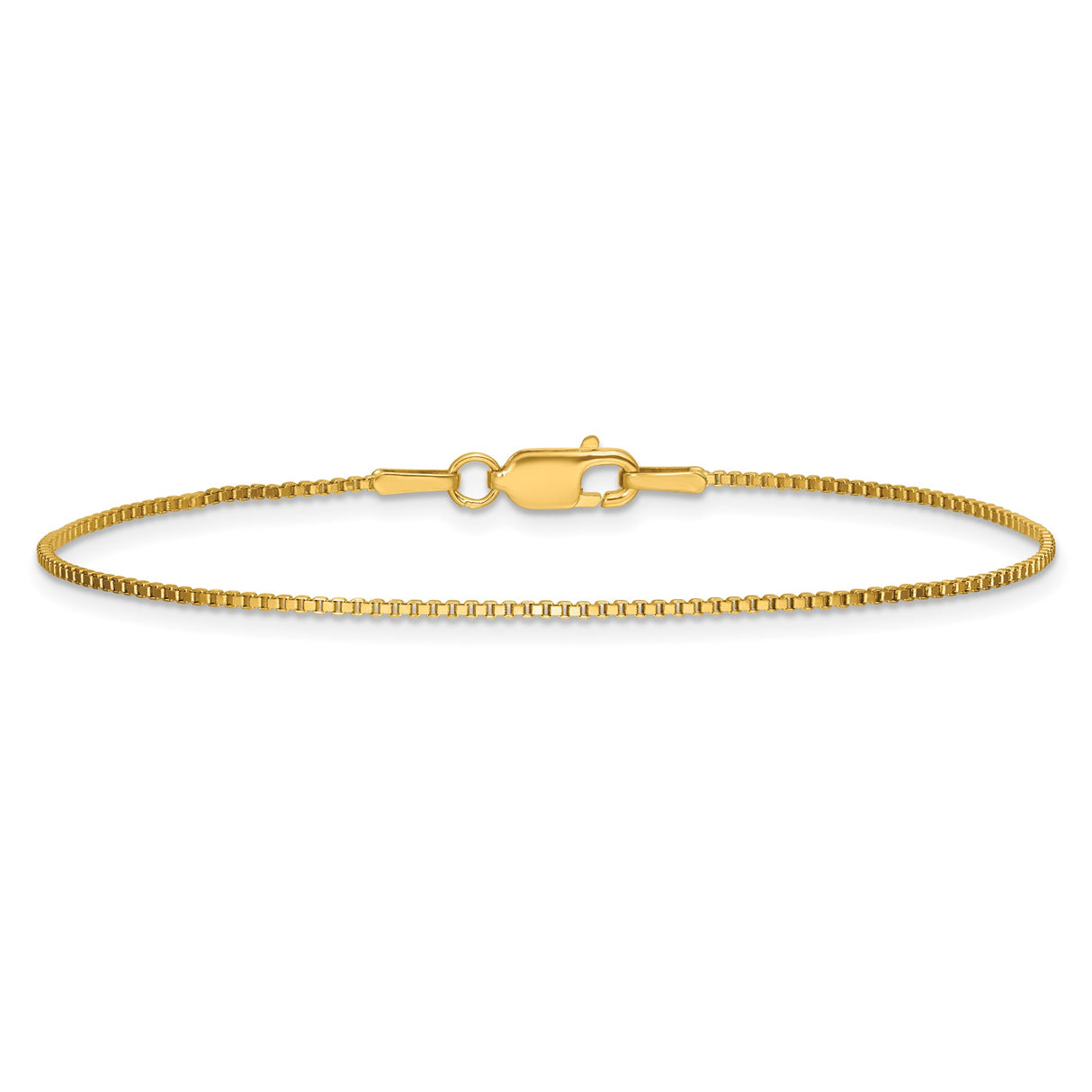 14K Yellow Gold 1 mm Box Chain Anklet, Polished alternate angle