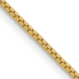 14K Yellow Gold 1 mm Box Chain Necklace, Polished detail view