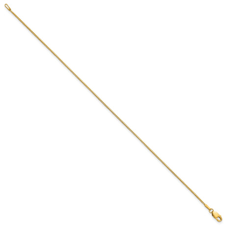 14K Yellow Gold 1.05 mm Box Chain Anklet, Polished alternate angle