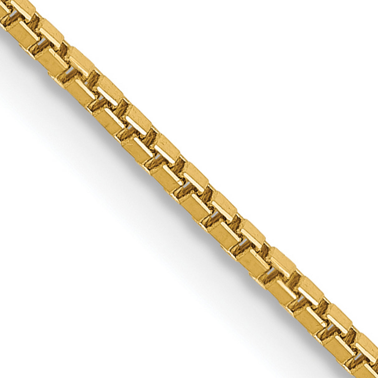 14K Yellow Gold 1.05 mm Box Chain Necklace, Polished detail view