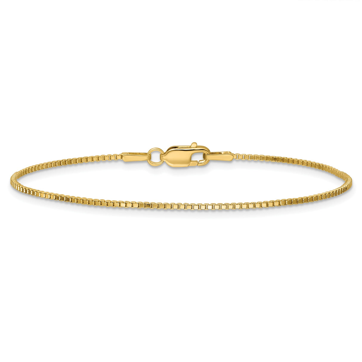 14K Yellow Gold 1.1 mm Box Chain Bracelet, Polished alternate angle