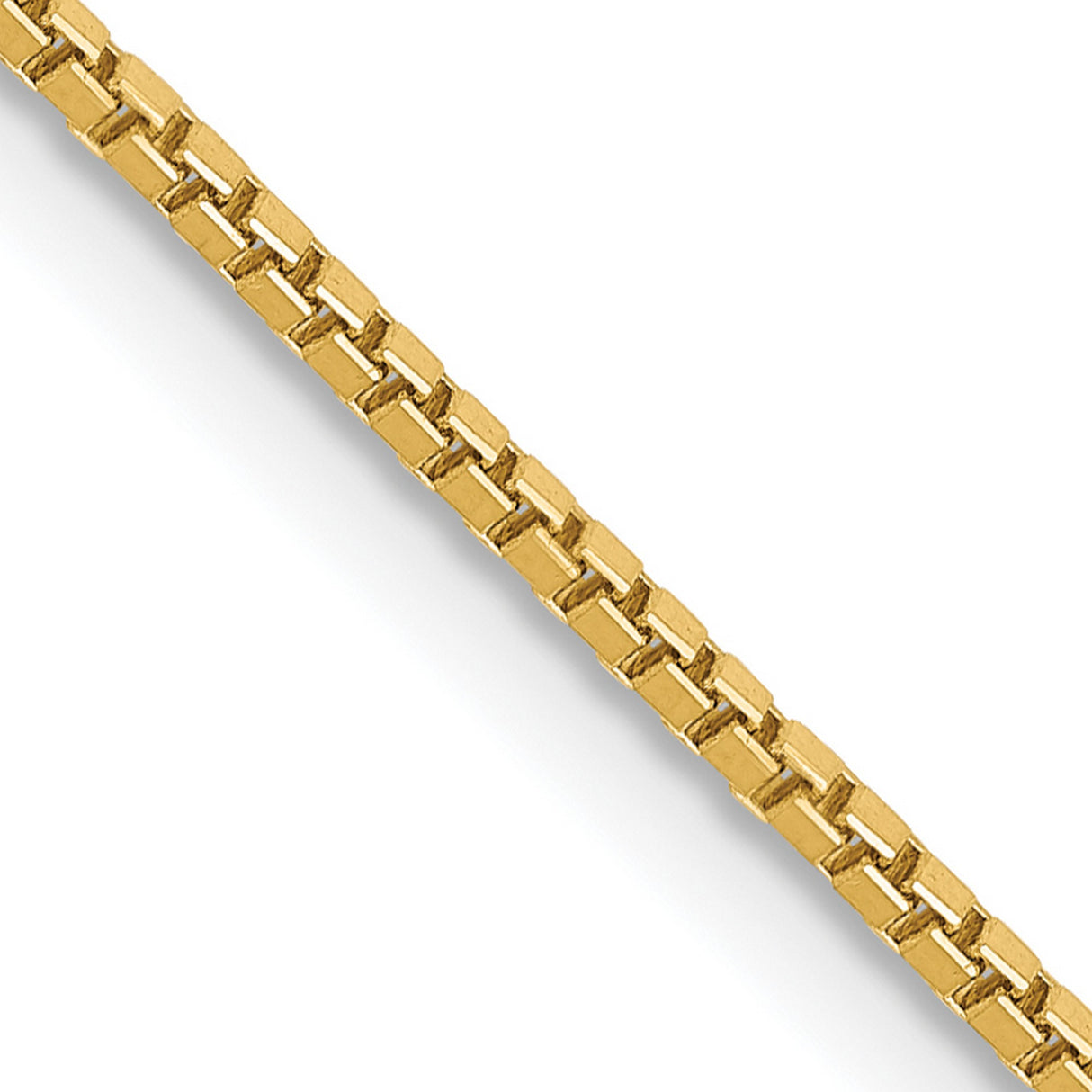 14K Yellow Gold 1.1 mm Box Chain Necklace, Polished detail view