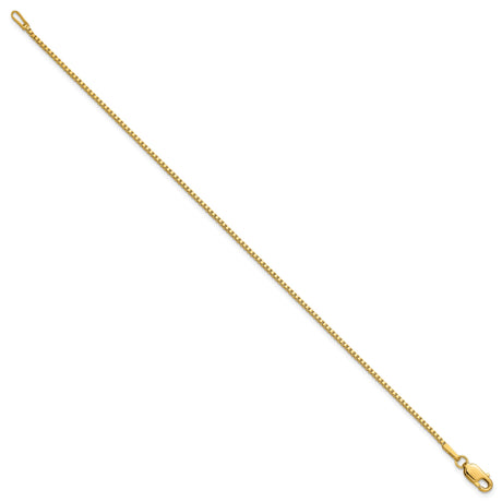 14K Yellow Gold 1.3 mm Box Chain Anklet, Polished