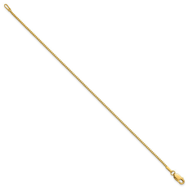 14K Yellow Gold 1.3 mm Box Chain Bracelet, Polished