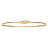 14K Yellow Gold 1.3 mm Box Chain Anklet, Polished alternate angle