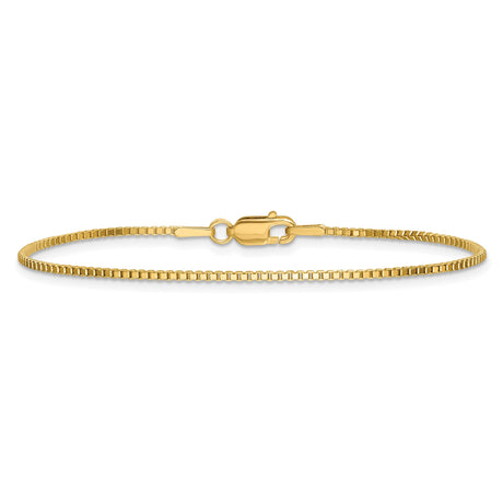 14K Yellow Gold 1.3 mm Box Chain Bracelet, Polished alternate angle