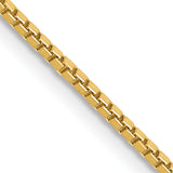 14K Yellow Gold 1.3 mm Box Chain Necklace, Polished detail view