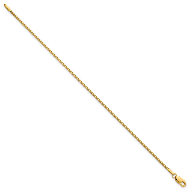14K Yellow Gold 1.5 mm Box Chain Bracelet, Polished