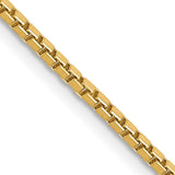 14K Yellow Gold 1.5 mm Box Chain Necklace, Polished detail view
