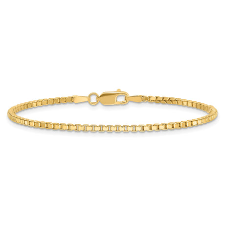 14K Yellow Gold 1.9 mm Box Chain Bracelet, Polished